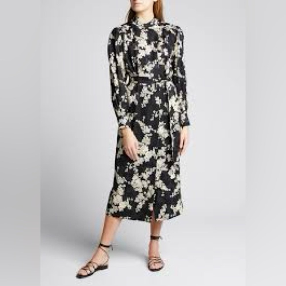 Rebecca Taylor Silk & Viscose Black and Cream Floral Dress